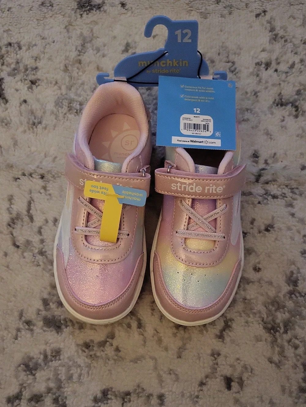Stride Rite Girls' Iridescent Pink Rainbow Sneakers